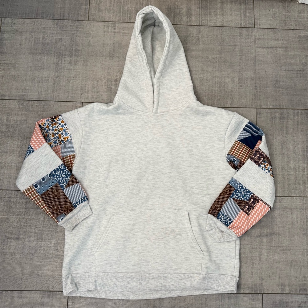 NEW Women’s Patchwork Sleeve Oversized Hoodie Small